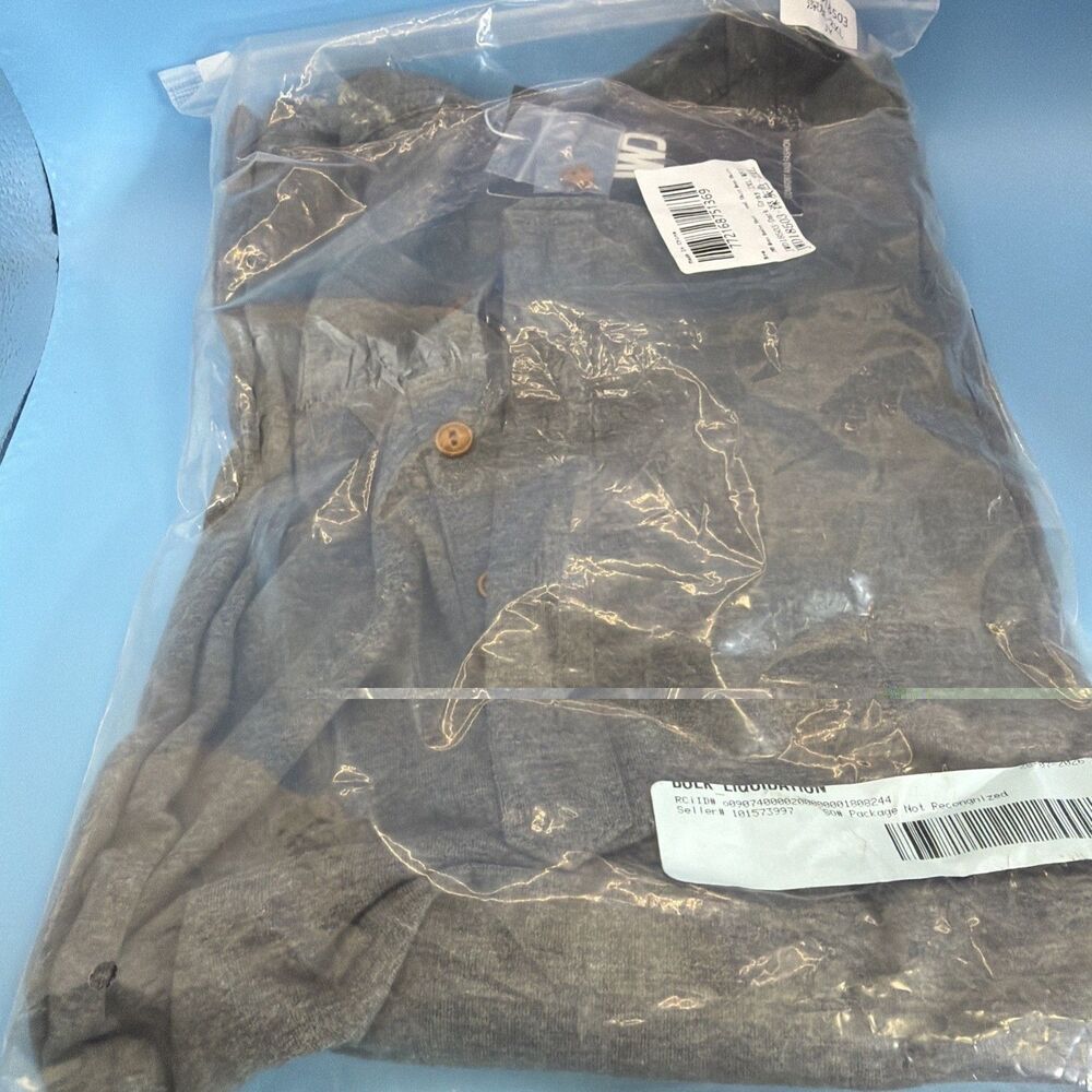 JWD Mens Henley Short Sleeve Dark Gray New Sealed Size 2XL